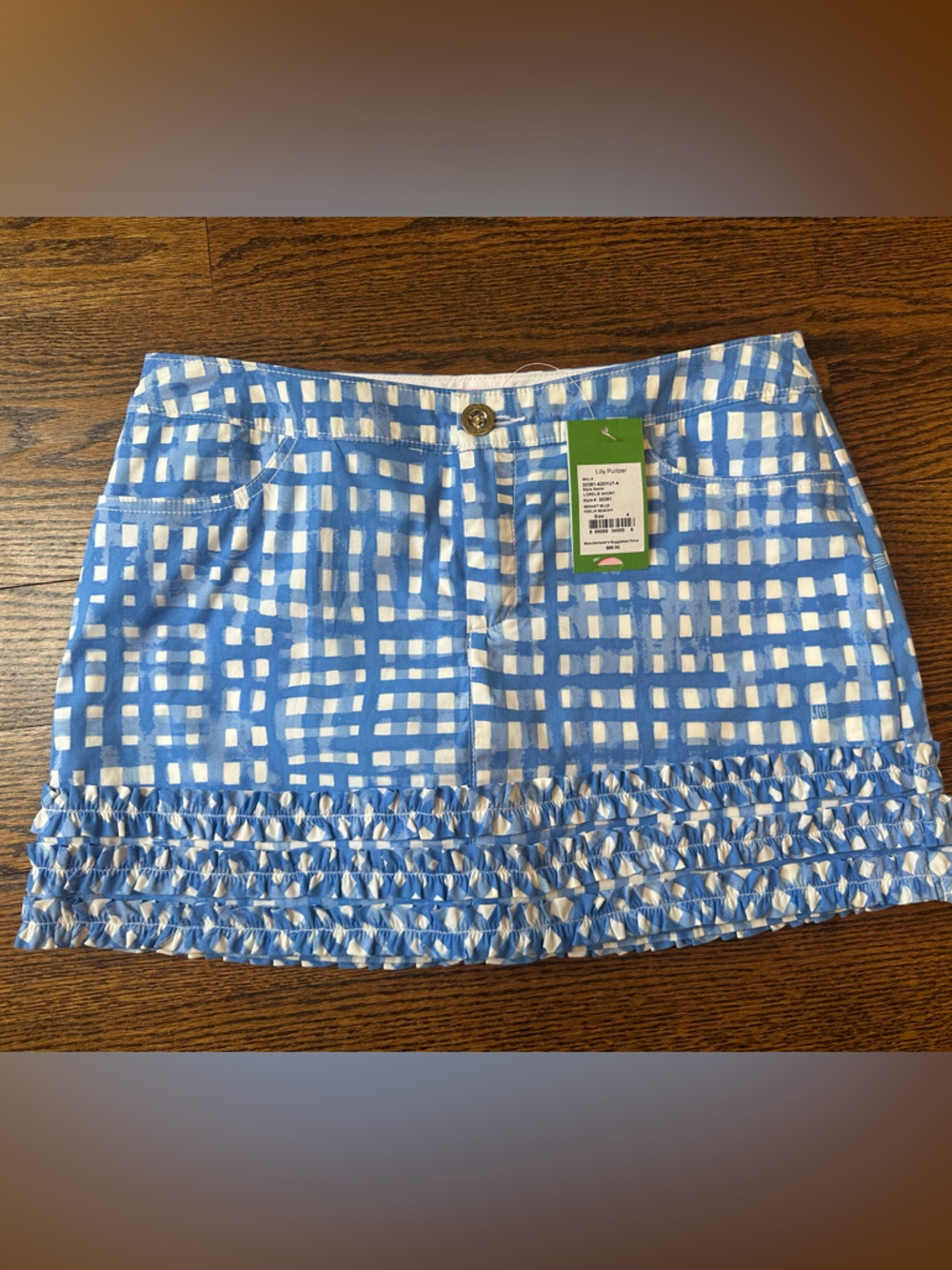 Lilly Pulitzer NWT Size 4 Lorelei Skort. Blue and White Ruffle Hem Women's Skort